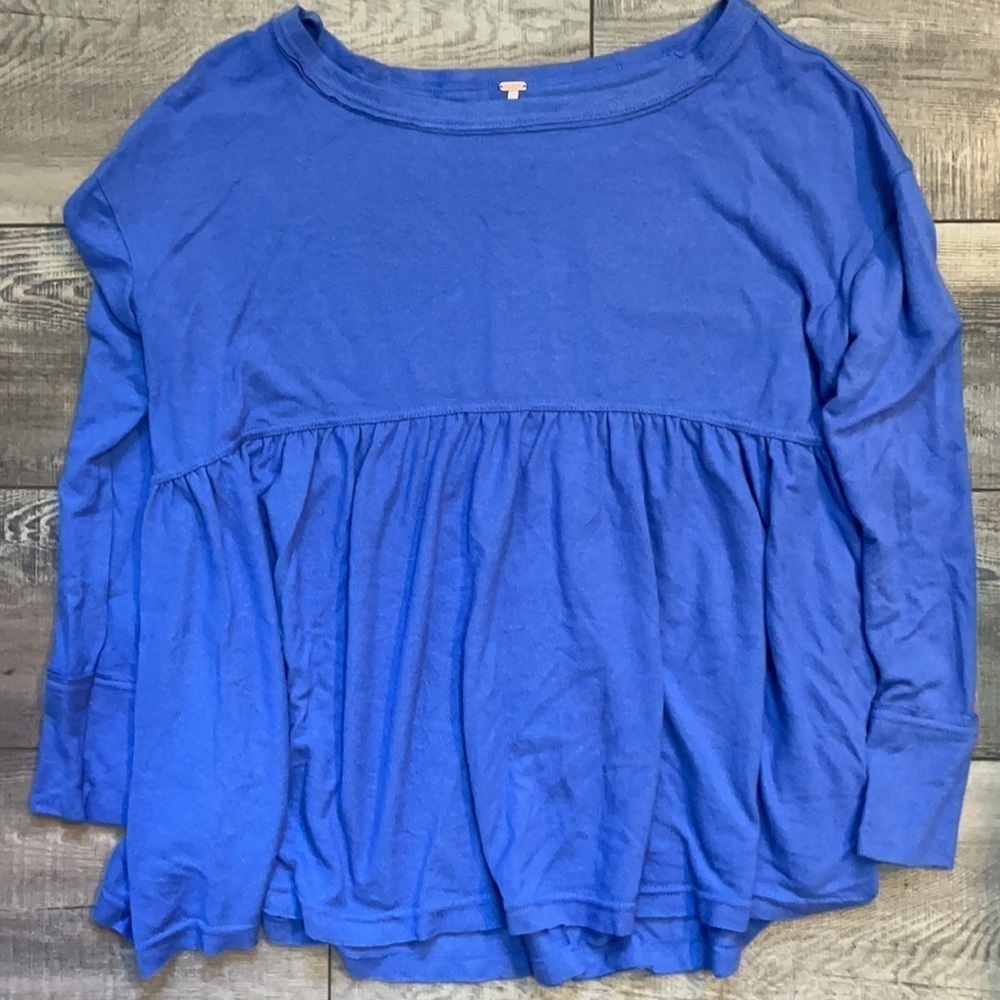 Free People Forever Your Girl Babydoll Blue Top - Picture 12 of 13